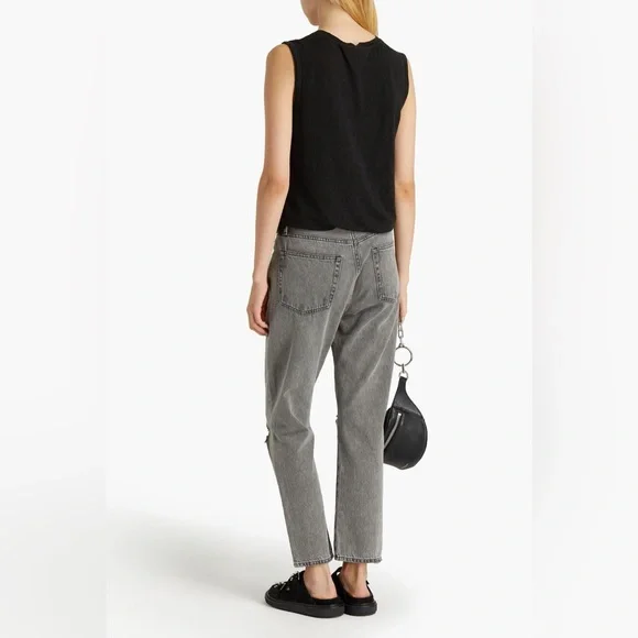 Frame Denim Gray le original Jeans with Distressed Knee